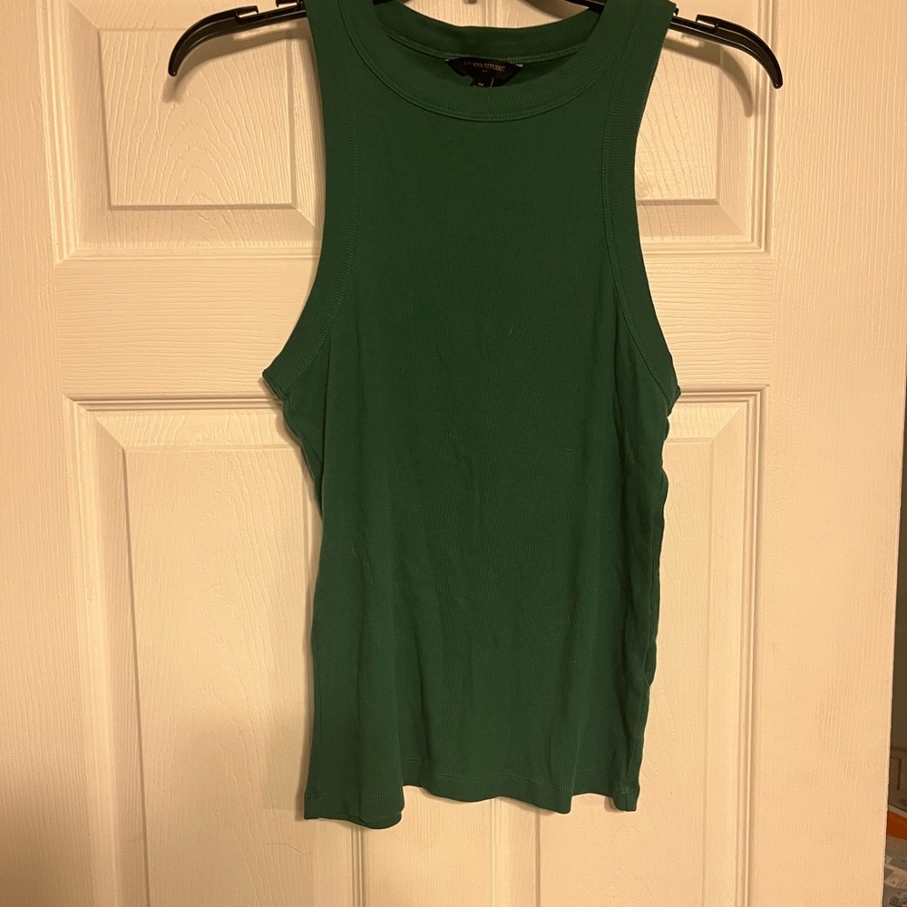 Dark Green Ribbed Tank Top Banana Republic Medium